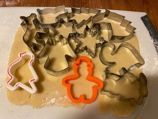 Cutting out handmade butter cookies