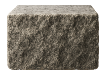 Rough granite stone podium for product display.