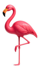 Obraz premium Pink plastic flamingo bird standing on one leg.