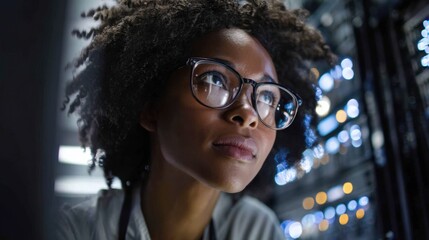 black woman in server room