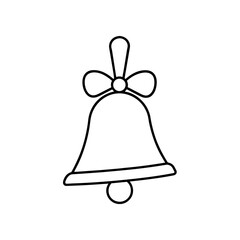 Outline drawing of a bell on transparent background