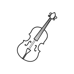 Obraz premium Outline drawing of violin on transparent background