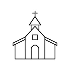 Outline drawing of church on transparent background