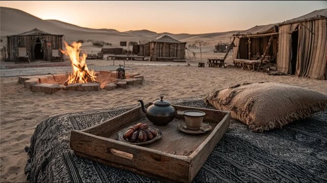 Desert campfire sunset