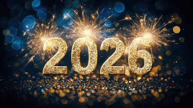 Celebratory background for 2026 with holiday colors, perfect for prints, media, and happy projects