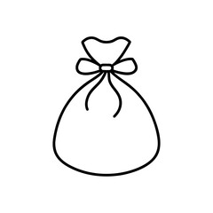 Outline drawing of a bag on transparent background