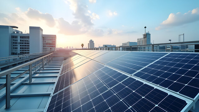 Clean energy initiative on corporate building rooftop