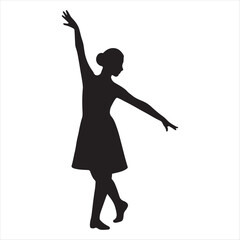Silhouette of a graceful ballerina performing a classical ballet pose on a white background