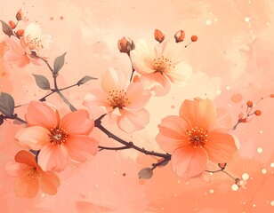 Delicate peach blossoms in soft light