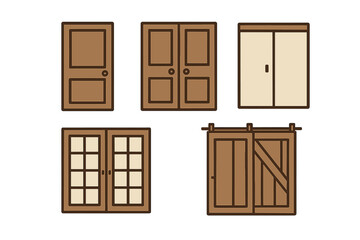 Collection of wooden doors for home and office interiors, featuring single, double, sliding, and French designs