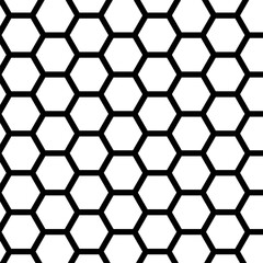 Black white Honeycomb or hexagonal seamless vector pattern design
