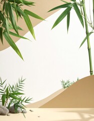 自然と竹を加えたシンプルでお洒落な背景画像 Generated by AI	