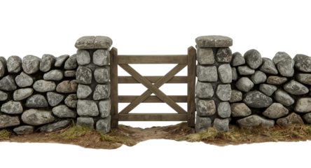 Stone fence on transparent background png