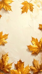 Fototapeta premium Golden autumn leaves on a soft background.