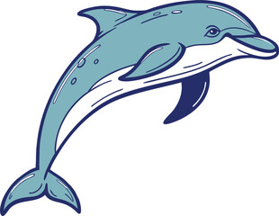 Playful Dolphin Illustration Artwork. Cute Dolphin Cartoon Clipart Design. Realistic Dolphin Ocean Illustration. Swimming Dolphin Creative Artwork. Happy Dolphin Animal Clipart Design