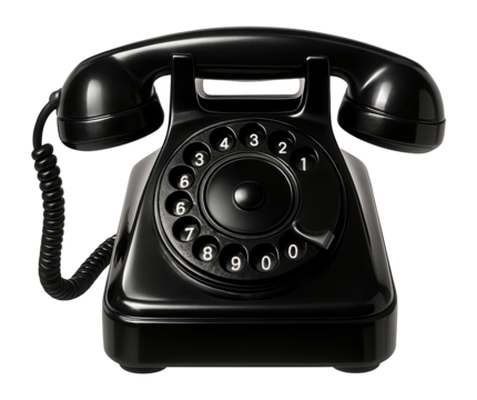 Vintage black rotary dial telephone.