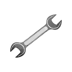 Wrench halftone icon logo flat vector design
