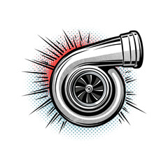 Turbo halftone icon logo flat vector design