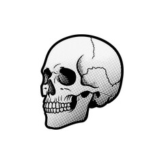 Skull halftone icon logo flat vector design