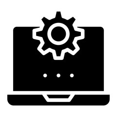 Laptop settings  icon glyph style vector illustration