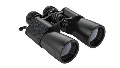 Black Binoculars stand with PNG and transparent background. Great for presentations, travel brochures, or outdoor product photography.