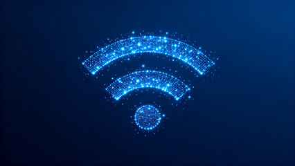Wireless Network Symbol Composed of Blue Particles