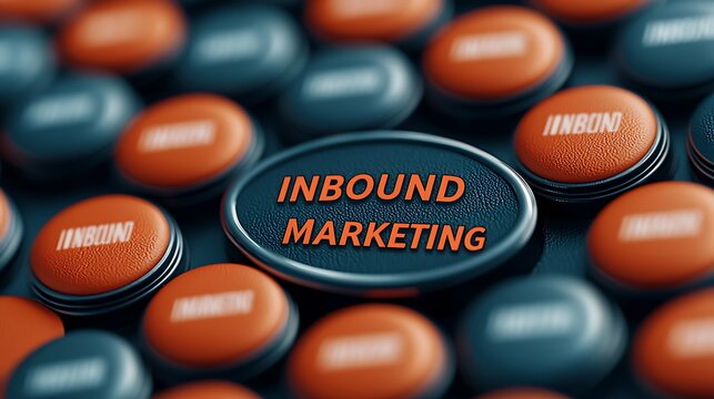 A collection of buttons featuring the phrase "Inbound Marketing" prominently displayed among others.