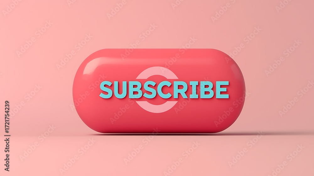 Poster a glossy pink button with the word 
