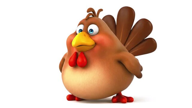 Funny cartoon chicken isolated on white background