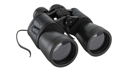 Black Binoculars on Transparent Background show Optics and Detail. Perfect for sports, nature, or product staging.