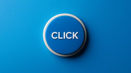 A bright blue button with the word "CLICK" prominently displayed, suggesting interactivity or action in a digital context.