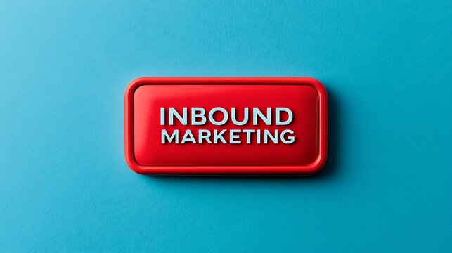 A vibrant red button displaying the text "INBOUND MARKETING" on a blue background, symbolizing digital marketing strategies.