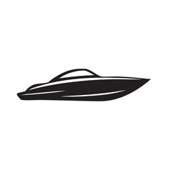 Sleek Motorboat Silhouette Expressing Speed and Modern Marine Design A Striking Vector Illustration for Nautical Themes