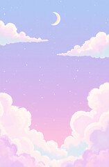 Fototapeta premium Vintage style of cloud and sky HD background, Background of pink blue sky with some white Cartoon cloud in the sky stage fluffy cotton candy dream fantasy soft background. Generative AI