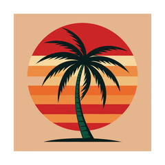 Obraz premium Palm tree sunset