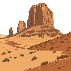 Iconic monument valley landscape with sandstone mesas and buttes under a clear sky