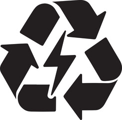 Eco-friendly energy symbol featuring recycle arrows and lightning bolt icon silhouette