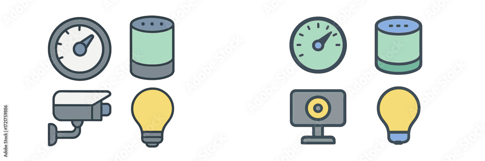 Poster visual representation of monitoring and control devices including gauges, cameras, and lights for sm