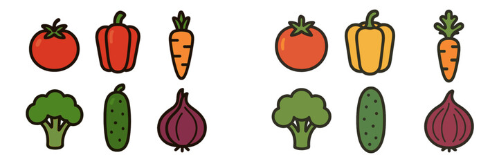 Colorful assortment of fresh vegetables displayed in a simple, artistic style on a plain background