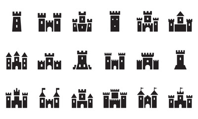 Obraz premium A Variety of Castle Illustrations Featuring Different Architectural Styles and Designs Representing Fortification and Medieval Era Heritage