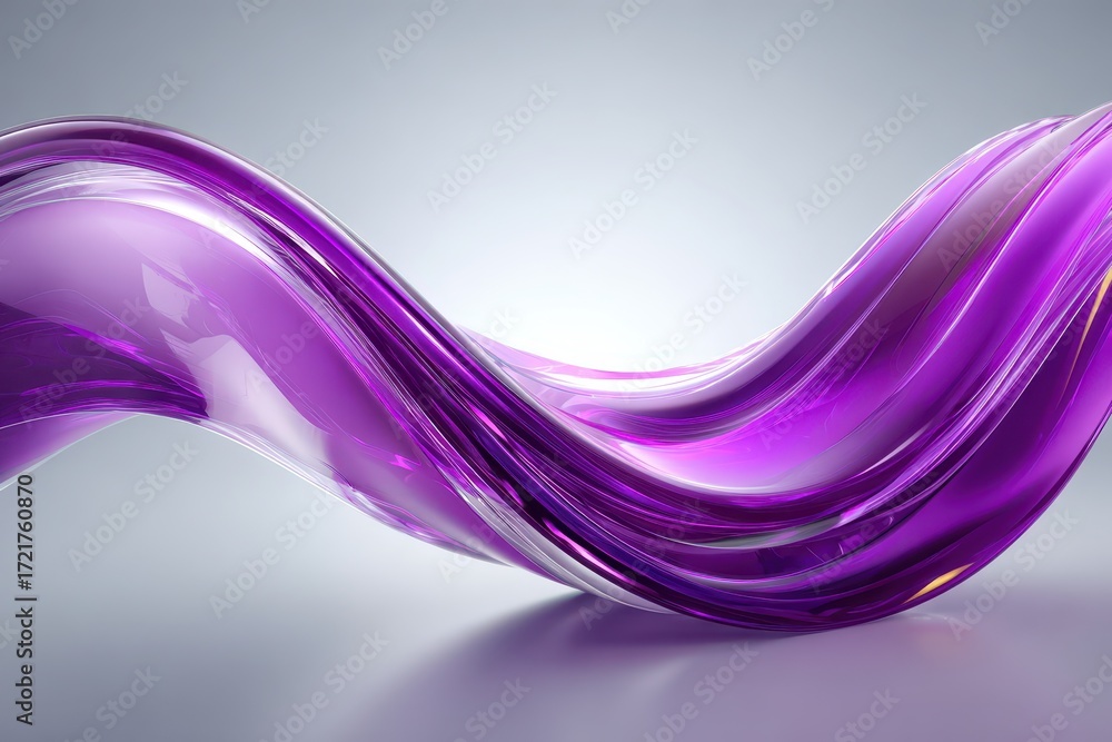 Poster elegant abstract purple wave flowing smoothly with glossy texture, showcasing depth and fluidity wit