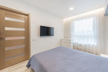 Modern Minimalist Home Bedroom Features Flat Design and Stylish Furniture