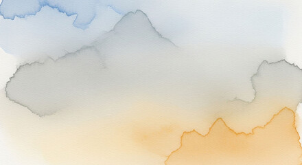 Obraz premium Watercolor wash background with soft transition from blue to yellow, creating a serene and calming gradient effect on paper