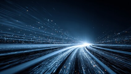 Abstract Light Trails in Dark Night Sky with Dynamic Motion Effect