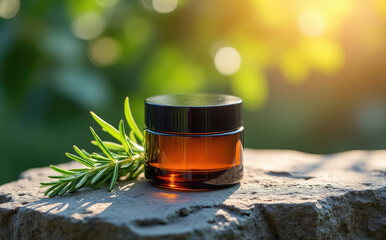 Amber jar rosemary herb natural light green