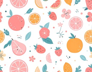 Fruit & flower seamless pattern