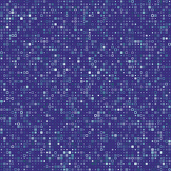 Seamless geometric pattern. Various style rounded squares in multiple colors. Blue, purple, lavender, indigo, and background color. Creative vector illustration.