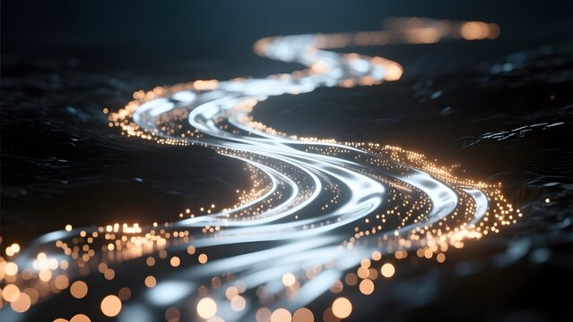 Abstract background with glowing lines and particles