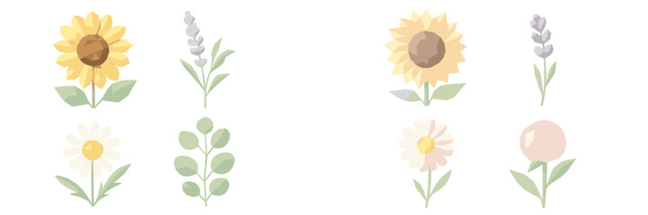 Colorful floral arrangement featuring sunflowers, daisies, and lavender on a white background