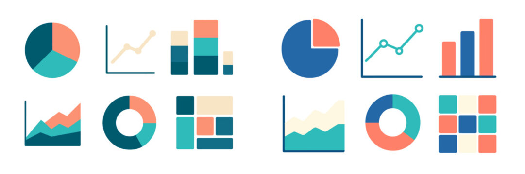 Colorful collection of charts and graphs showcasing data visualization techniques for effective presentations